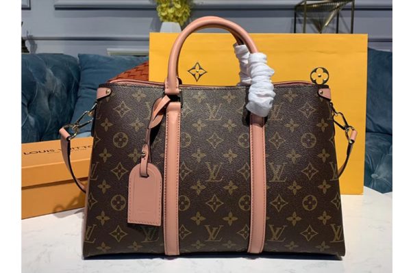 Replica Louis Vuitton M44816 LV Soufflot MM Bags Monogram Canvas With Pink Calf Leather