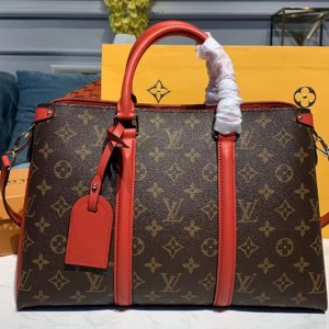 Replica Louis Vuitton M44816 LV Soufflot MM Bags Monogram Canvas With Red Calf Leather