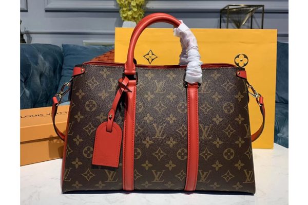 Replica Louis Vuitton M44816 LV Soufflot MM Bags Monogram Canvas With Red Calf Leather