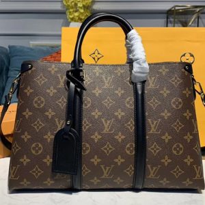 Replica Louis Vuitton M44816 LV Soufflot MM Bags Monogram Canvas With Black Calf Leather