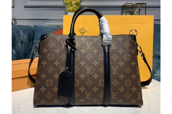 Replica Louis Vuitton M44816 LV Soufflot MM Bags Monogram Canvas With Black Calf Leather