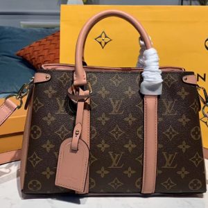 Replica Louis Vuitton M44815 LV Soufflot BB Bags Monogram Canvas With Pink Calf Leather