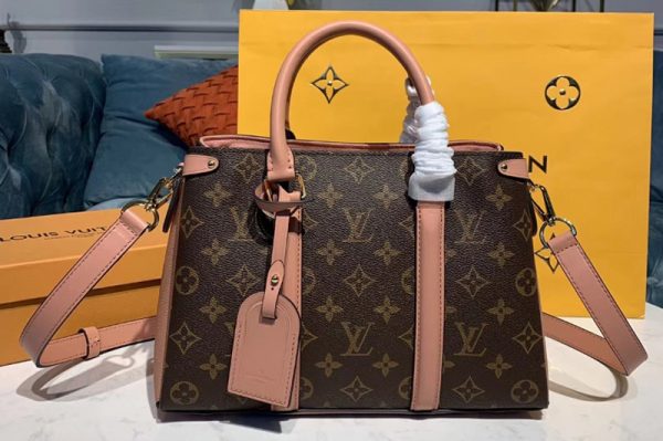 Replica Louis Vuitton M44815 LV Soufflot BB Bags Monogram Canvas With Pink Calf Leather