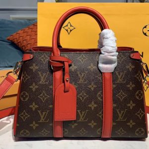 Replica Louis Vuitton M44815 LV Soufflot BB Bags Monogram Canvas With Red Calf Leather