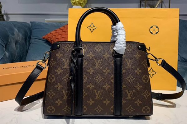 Replica Louis Vuitton M44815 LV Soufflot BB Bags Monogram Canvas With Black Calf Leather