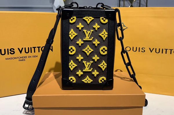 Replica Louis Vuitton M45044 LV Mini Soft Trunk Bags Monogram Canvas and yellow velvet