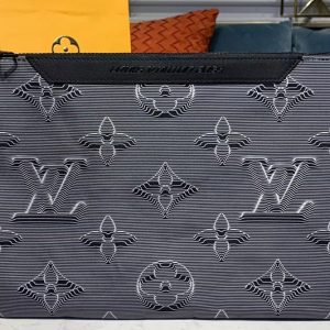 Replica Louis Vuitton M68777 LV Reversible Pouch Gray-black embossed Monogram and multicolored rainbow