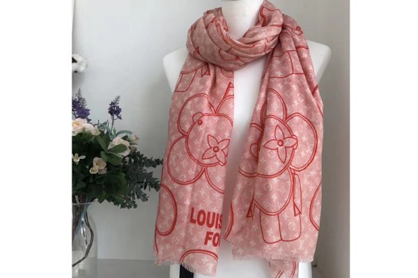 Replica Louis Vuitton LV Pink Vivienne Scarf 100% Cashmere