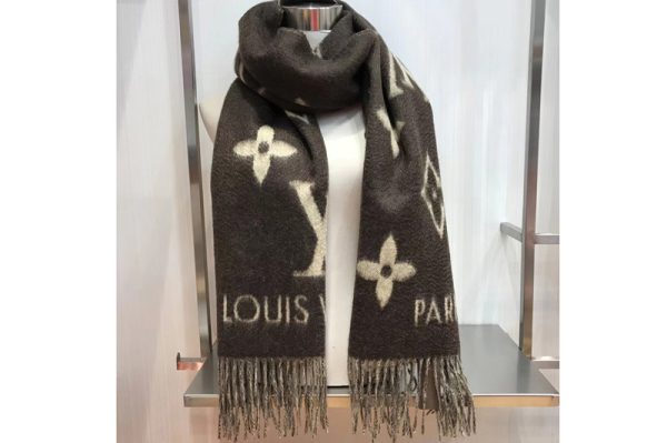 Replica Louis Vuitton M71040 LV Reykjavik Scarf 100% Cashmere Black Color