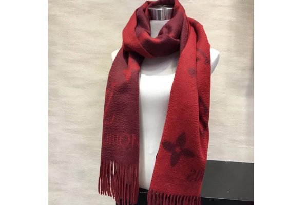 Replica Louis Vuitton M75505 LV Reykjavik Scarf 100% Cashmere Cherry Color