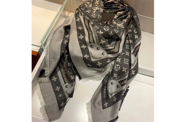 Replica Louis Vuitton M73699 LV Studdy Denim Monogram shawl and Scarf Silk and Wool Green Color