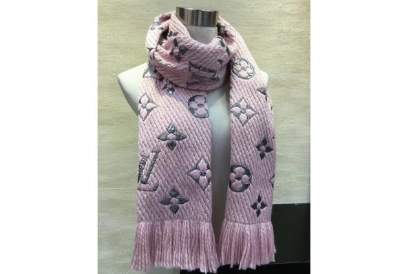 Replica Louis Vuitton M70466 LV Logomania Shine scarf Pink Wool and silk