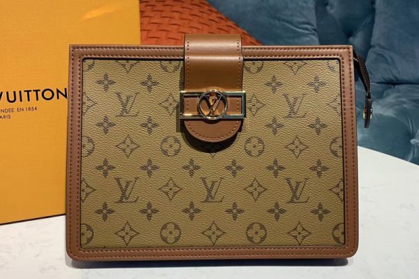 Replica Louis Vuitton M44178 LV Dauphine Clutch Monogram Reverse Canvas