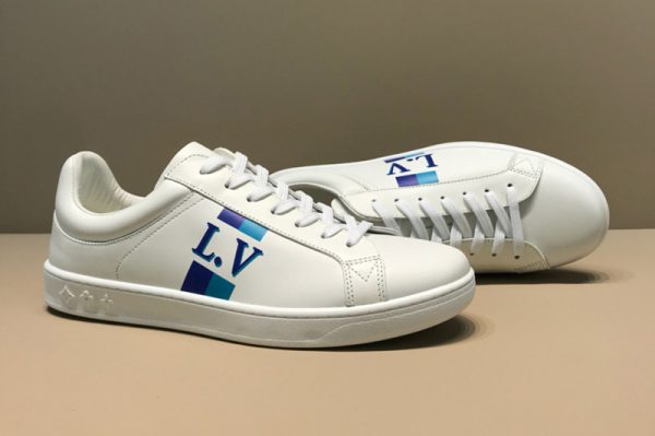 Replica Louis Vuitton 1A57T9 LV Luxembourg Sneaker in White Calf leather With Blue web