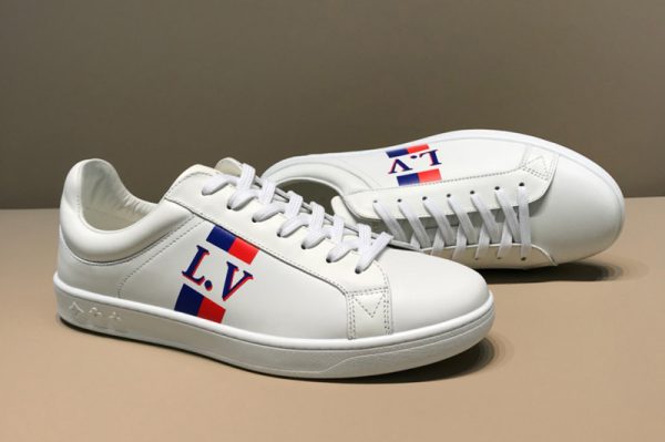 Replica Louis Vuitton 1A57U5 LV Luxembourg Sneaker in White Calf leather With Red web