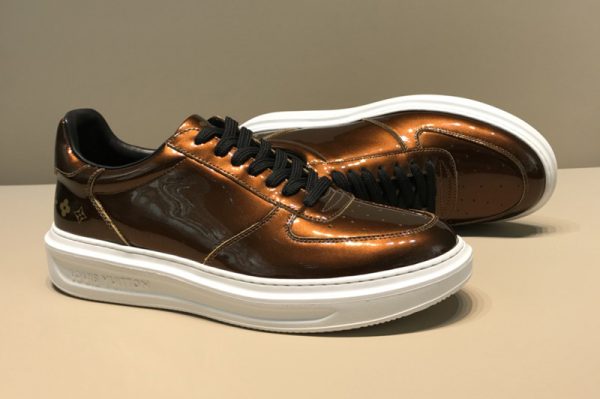 Replica Louis Vuitton 1A5GBH LV Beverly Hills Sneaker in Brown Glazed calf leather