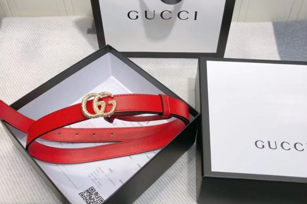 Replica Gucci 2cm Leather belt with torchon Double G buckle in Red Leather