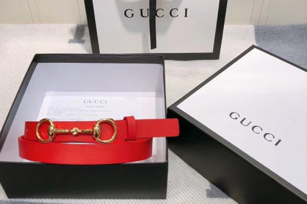 Replica Women's Gucci 230127 Leather belt 2cm in Red Leather