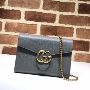 Replica Gucci 401232 GG Marmont leather mini chain bag Gray Leather