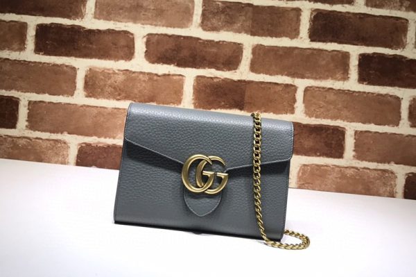 Replica Gucci 401232 GG Marmont leather mini chain bag Gray Leather