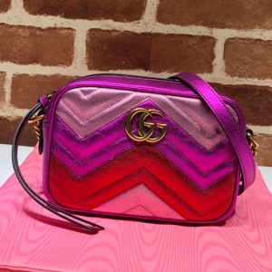 Replica Gucci 448065 GG Marmont matelasse mini bag in Rose/Red/Purple Leather