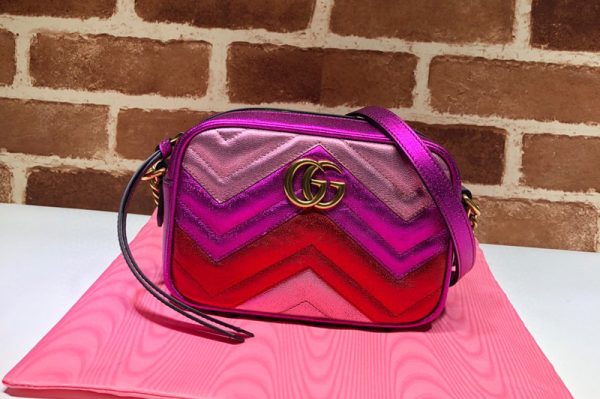 Replica Gucci 448065 GG Marmont matelasse mini bag in Rose/Red/Purple Leather