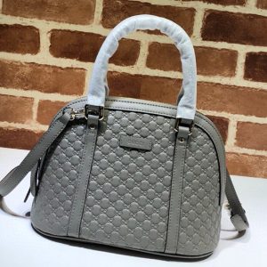 Replica Gucci 449654 Gucci Signature Leather Top Handle Bag Grey Signature leather