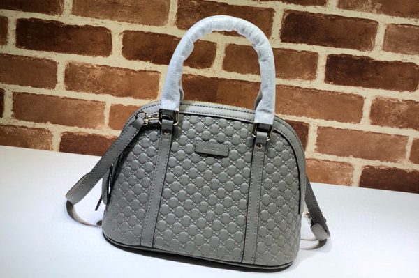 Replica Gucci 449654 Gucci Signature Leather Top Handle Bag Grey Signature leather