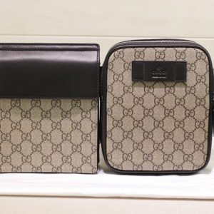 Replica Gucci 450956 GG Supreme belt bags in Beige/ebony GG Supreme canvas