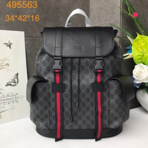 Replica Gucci 495563 GG Black backpack Black/grey soft GG Supreme