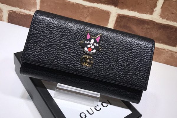 Replica Gucci ‎499324 Continental wallet With Dog in Black Leather