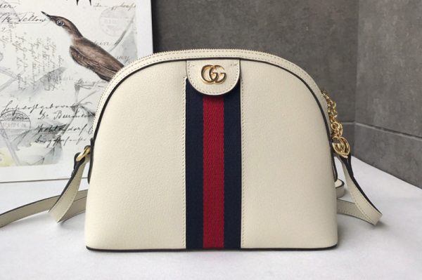 Replica Gucci 499621 Ophidia small shoulder bag White Leather With Web