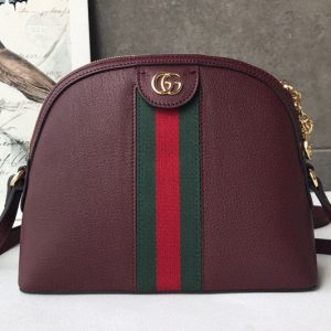 Replica Gucci 499621 Ophidia small shoulder bag Burgundy Leather With Web