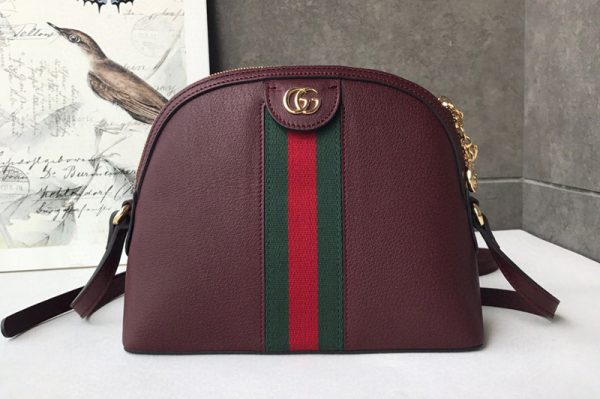 Replica Gucci 499621 Ophidia small shoulder bag Burgundy Leather With Web