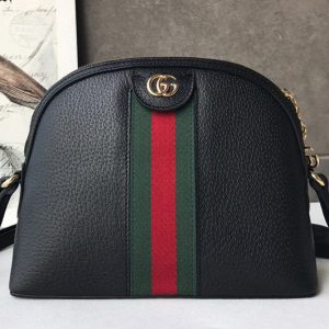 Replica Gucci 499621 Ophidia small shoulder bag Black Leather With Web