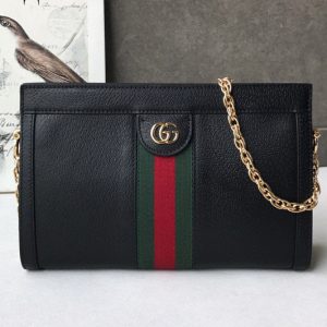 Replica Gucci 503877 Ophidia small shoulder bag in Black Leather with web