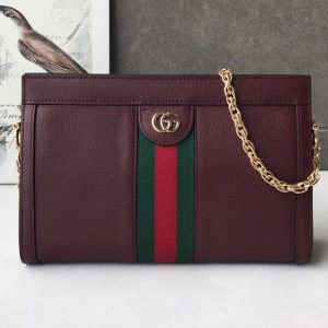 Replica Gucci 503877 Ophidia small shoulder bag in Bordeaux Leather with web