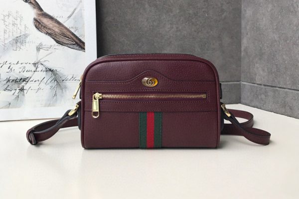 Replica Gucci 517350 Ophidia mini bags Bordeaux Leather With Web