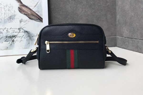 Replica Gucci 517350 Ophidia mini bags Black Leather With Web