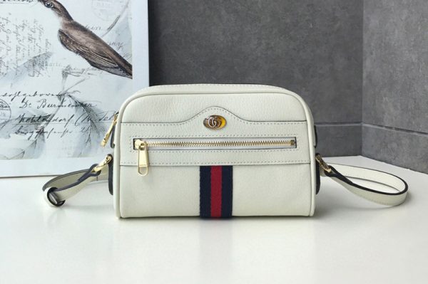 Replica Gucci 517350 Ophidia mini bags White Leather With Web