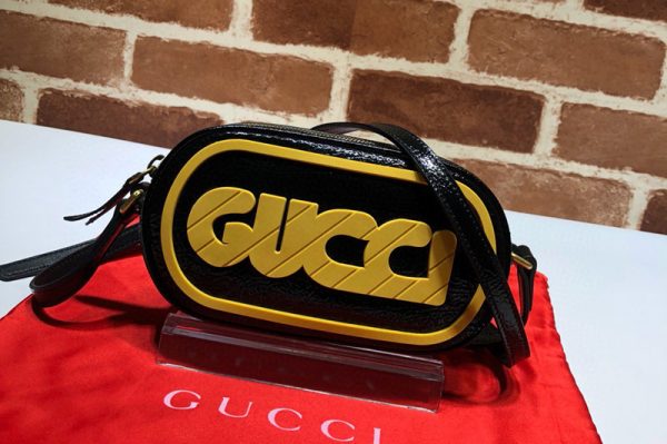 Replica Gucci 524312 Cruise Leather Shoulder Bags in Black Leather