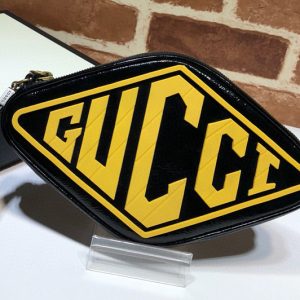 Replica Gucci 524316 GG Marmont Belt Bag Black Patent Leather