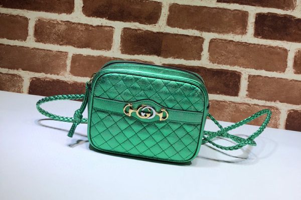 Replica Gucci 534950 Mini laminated leather bags in Green Leather