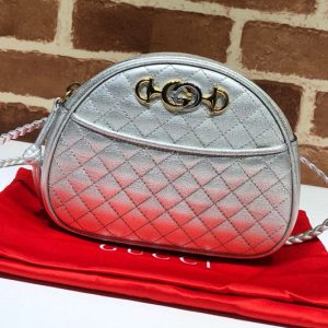 Replica Gucci 534951 Laminated Leather Mini Bags in Silver Leather