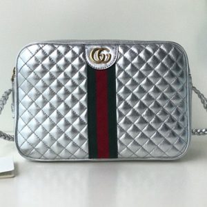 Replica Gucci 541051 Laminated leather small shoulder bag Silver Leather