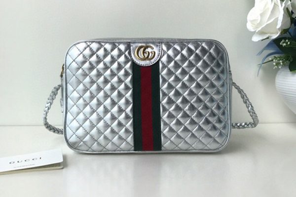 Replica Gucci 541051 Laminated leather small shoulder bag Silver Leather