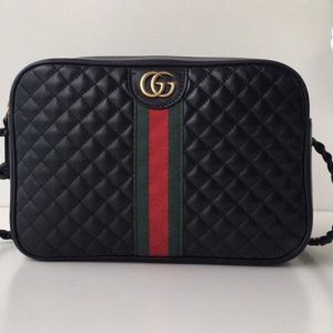 Replica Gucci 541051 Laminated leather small shoulder bag Black Leather