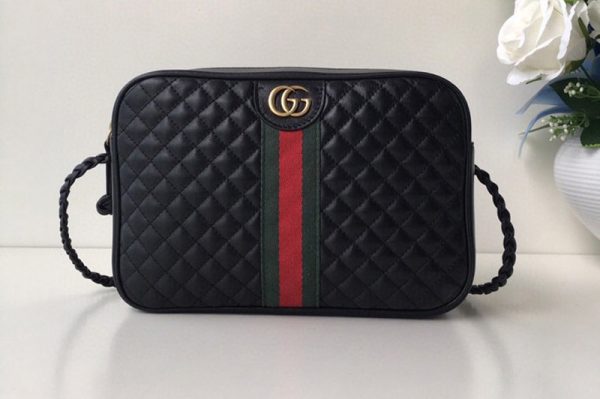 Replica Gucci 541051 Laminated leather small shoulder bag Black Leather