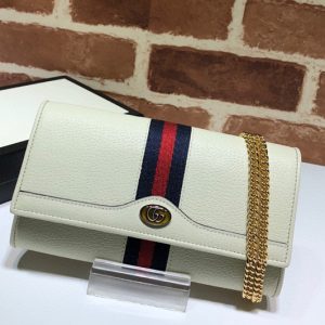 Replica Gucci 546592 Ophidia GG chain wallet in White Leather