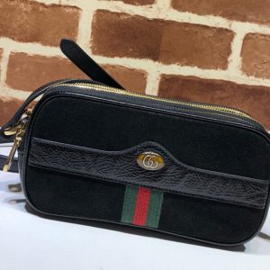 Replica Gucci 546597 Ophidia Mini GG Bag in Black Suede Leather